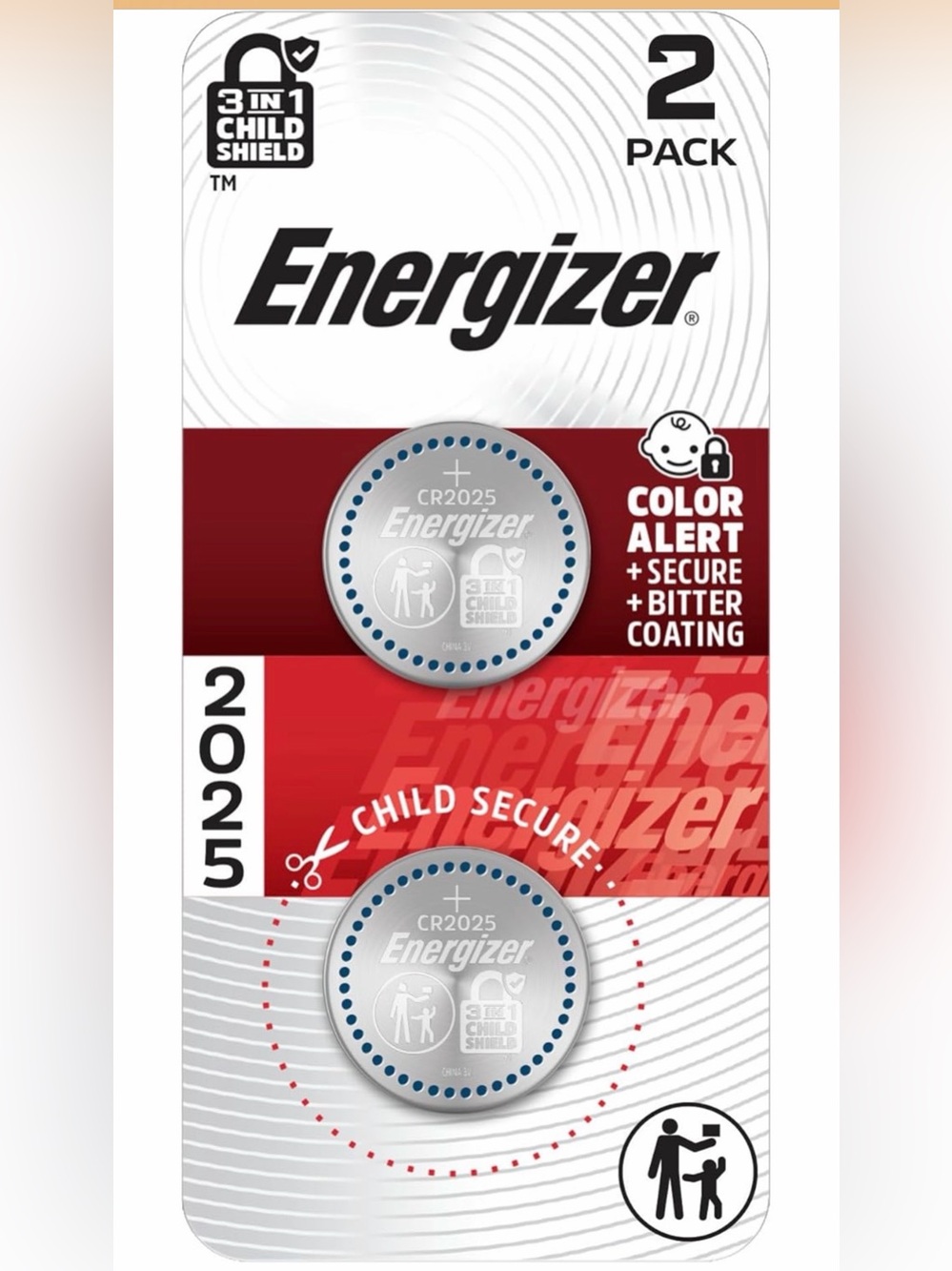 Energizer 2025 Batteries 3V Lithium Coin Batteries With 3-in-1 Child Shield